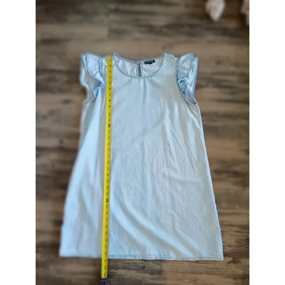 As U Wish Womens Light Wash Chambray Ruffle Sleeve Shift Mini Dress Blue Size M - Picture 5 of 7